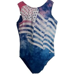 Destira Gymnastics Leo Patriotic Pink Blue White Tank Style Child Medium CM